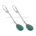 Atacado Jóias Green Onyx Gemstone Handmade 925 Sterling Silver Drop Earrings